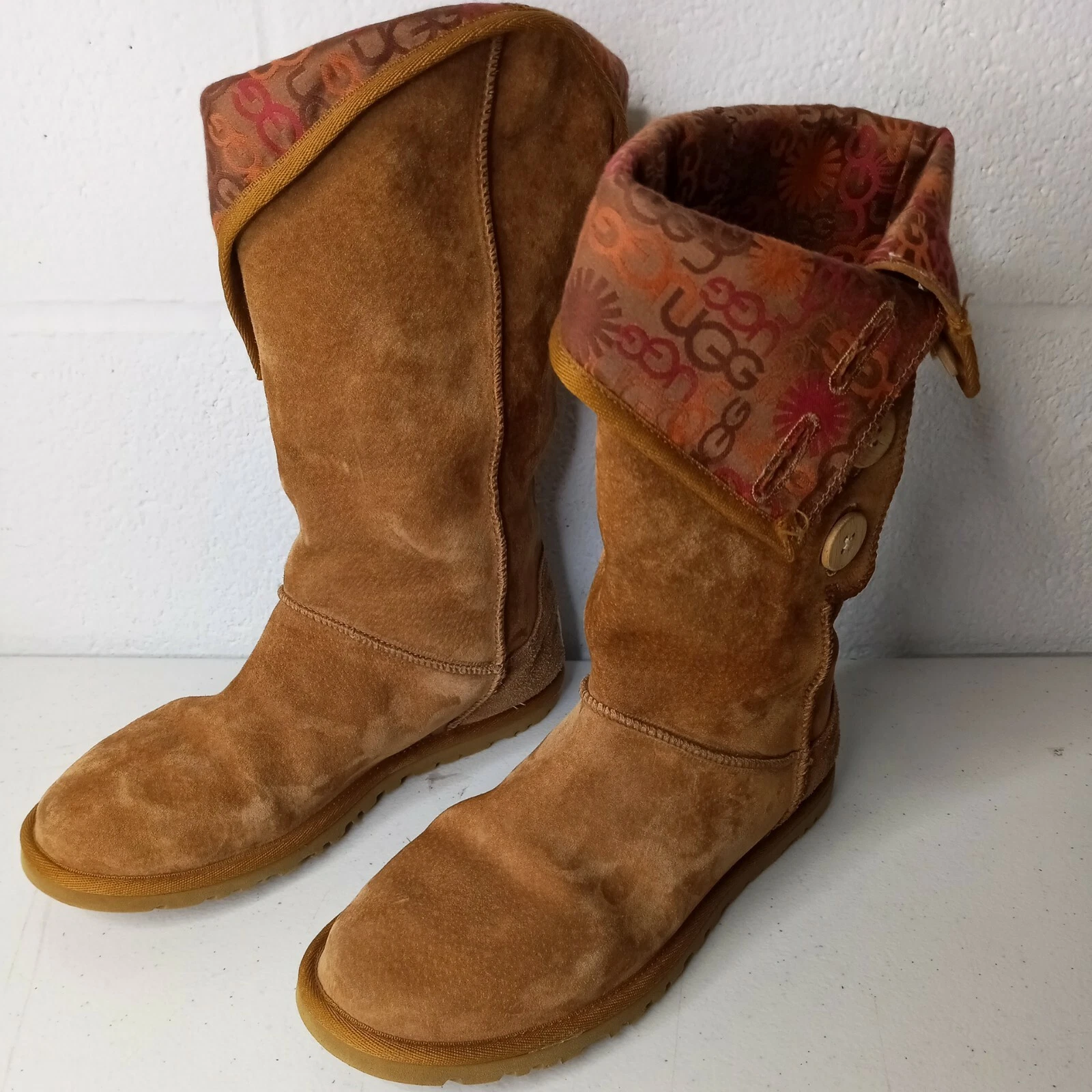 Stivali UGG Australia pelle donna 3387 Lo Pro bottoni pieghevoli castagno taglia 6