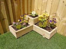 Corner Garden Wooden Decking Planter Plant Pot - Steps Herb Flower Timber Patio