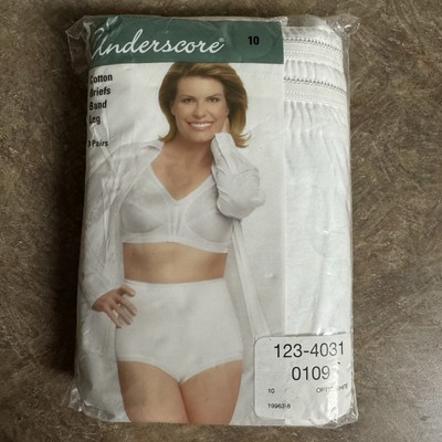 Underscore VTG Womens Sz 10 Med 3 Pack Cotton Briefs Sealed Optic White Panties