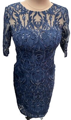 JJs House Blue A-line Scoop Tea-Length Lace Satin Cocktail Dress Sz 4 289891 | eBay JJs House Blue A-line Scoop Tea-Length Lace Satin Cocktail Dress Sz 4 289891 | eBay