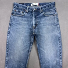 Levis Jeans Mens 34x30 Blue Washed Out Faded Denim Pants 505 Distressed Straight