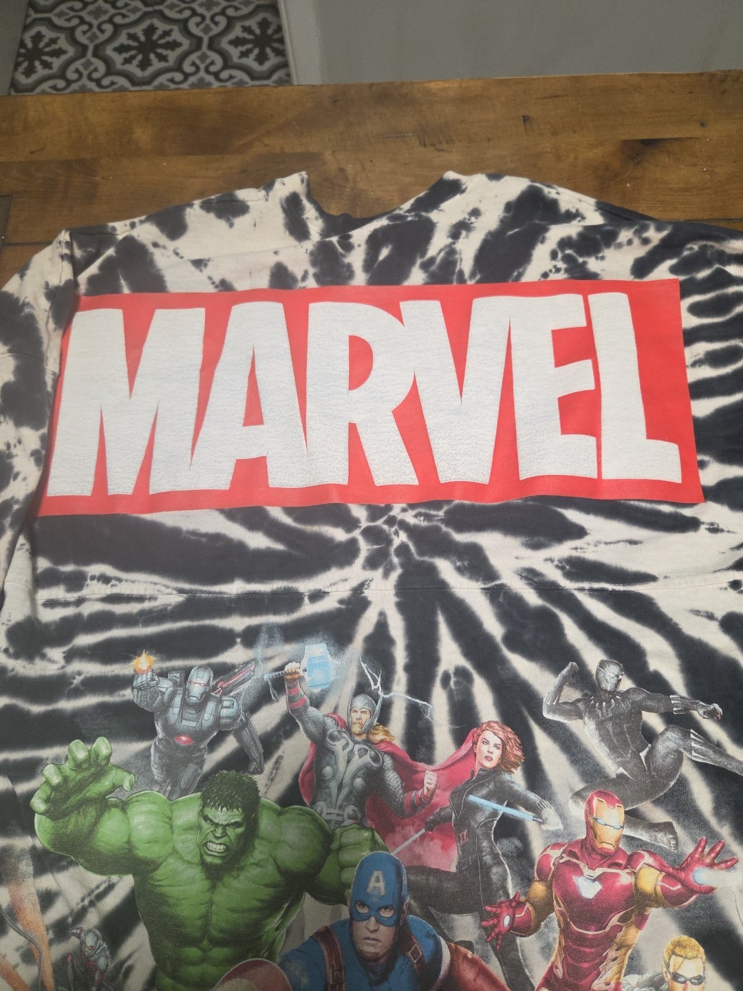 Disney Parks Marvel Avengers Spirit Jersey Tie Dye Small S Captain America Hulk image 6