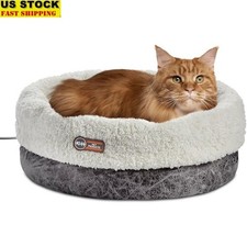 Heated Cat Dog Bed W/ Removable Heater Smart Thermostat Washable Soft Sides New