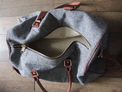 Mark and Graham Essex Overnight Weekender Herringbone Bag Duffle & Strap 20''