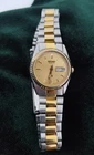 Seiko SQ Ladies Vintage Watch Two Tone - dial day/date fluted bezel -  working