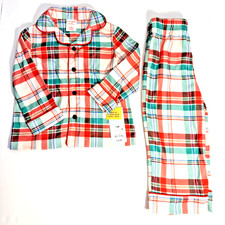 Cat  Jack Red Green Plaid Christmas 2 Piece Flannel Pajama Set Size 18M NWT