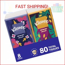 Kleenex On-The-Go Facial Tissues, 8 On-The-Go Packs, 10 Tissues per Box, 3-Ply 
