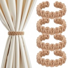 4Pack Braided Curtain Tie Backs, Boho Curtain Holdbacks Tie Back, Rustic