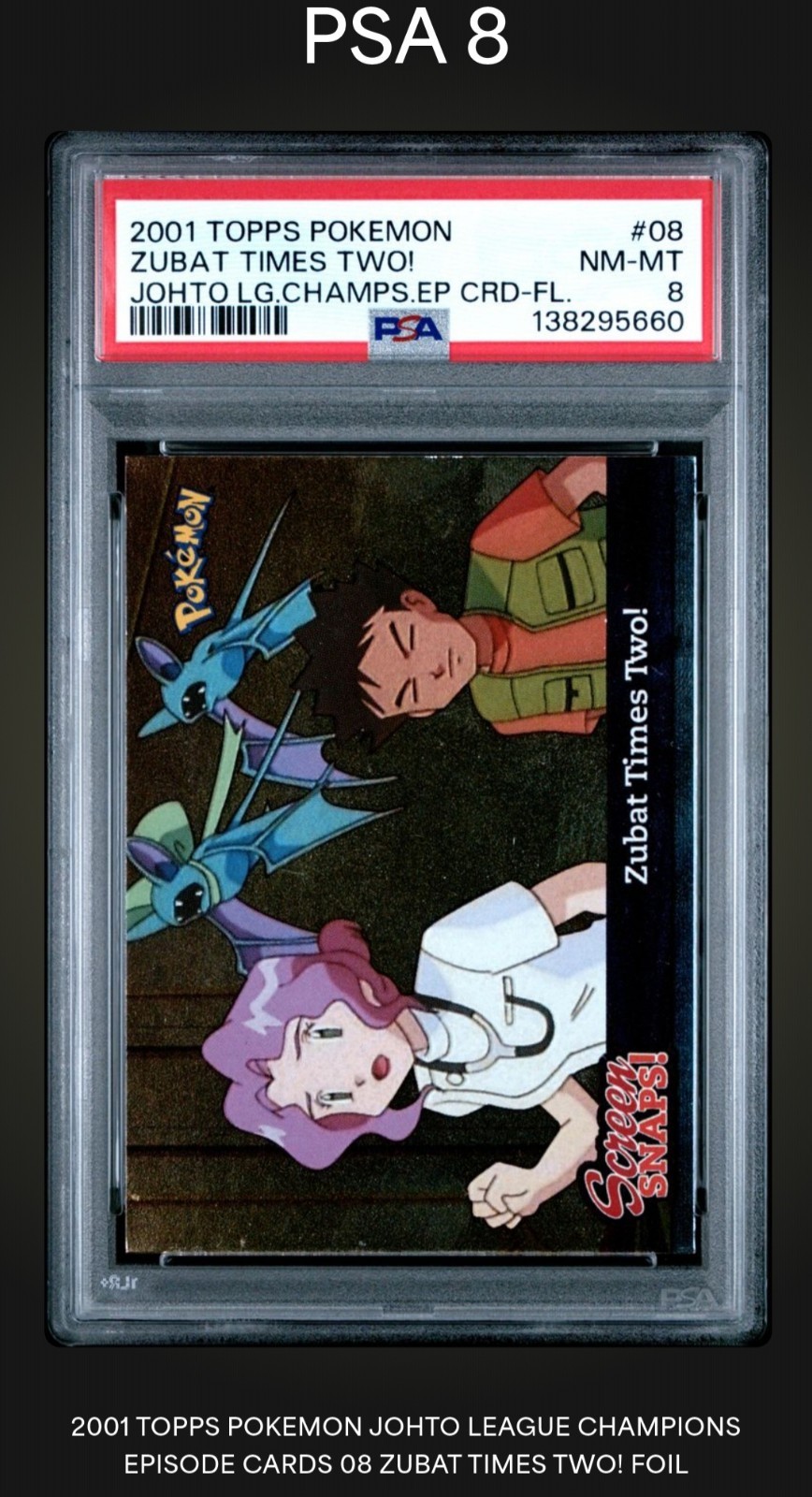 2001 TOPPS POKEMON JOHTO LEAGUE CHAMPIONS   08 ZUBAT TIMES TWO! FOIL PSA 8