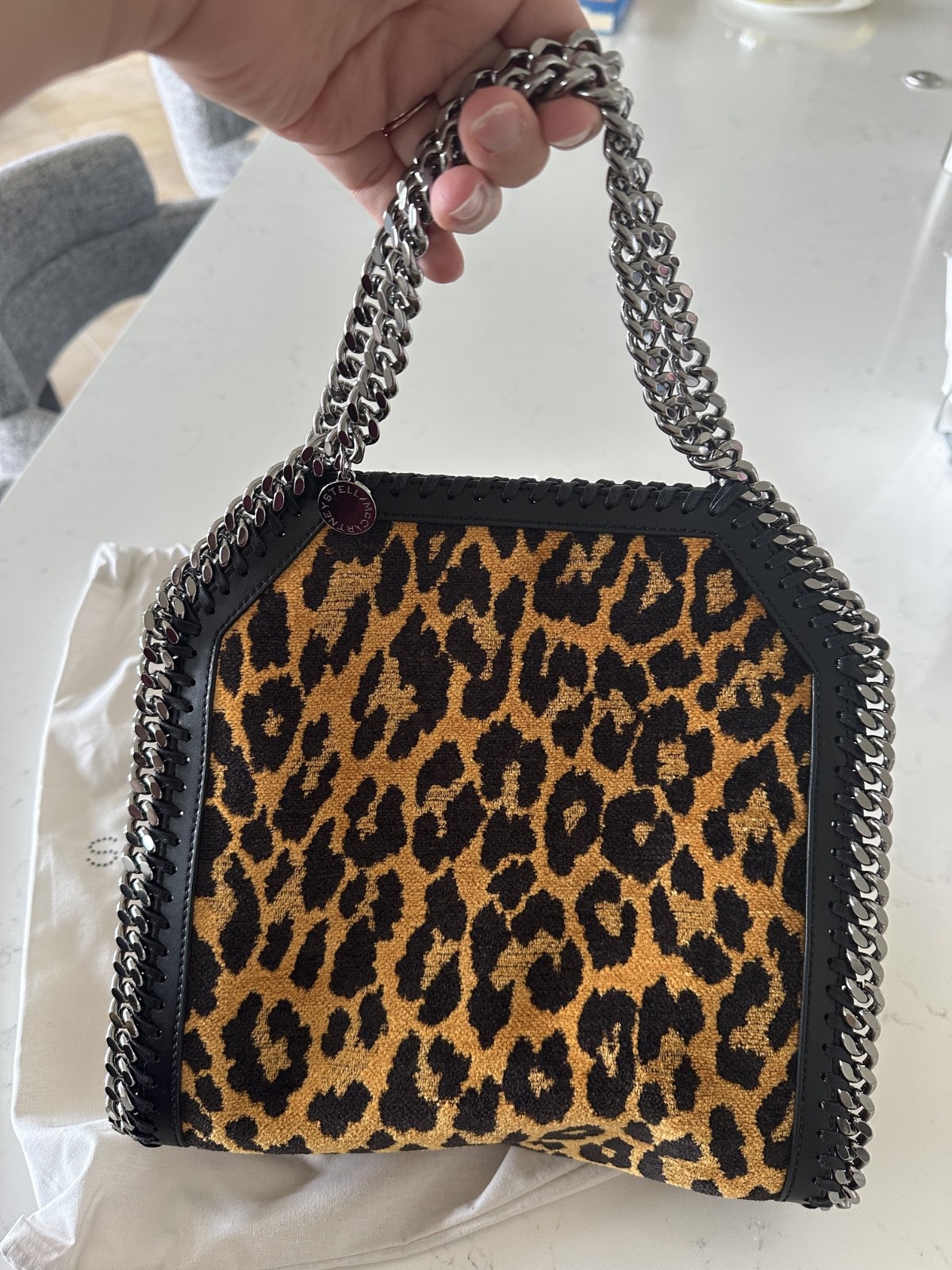 Stella McCartney Leopard Falabella Mini Tote Bag Silver Chain MSRP $1350 New
