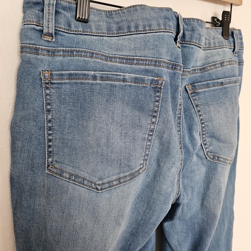 Jeans recortados Y2K azul claro talla 12 bordado crochet dobladillo tiro alto recto - Imagen 6 de 12