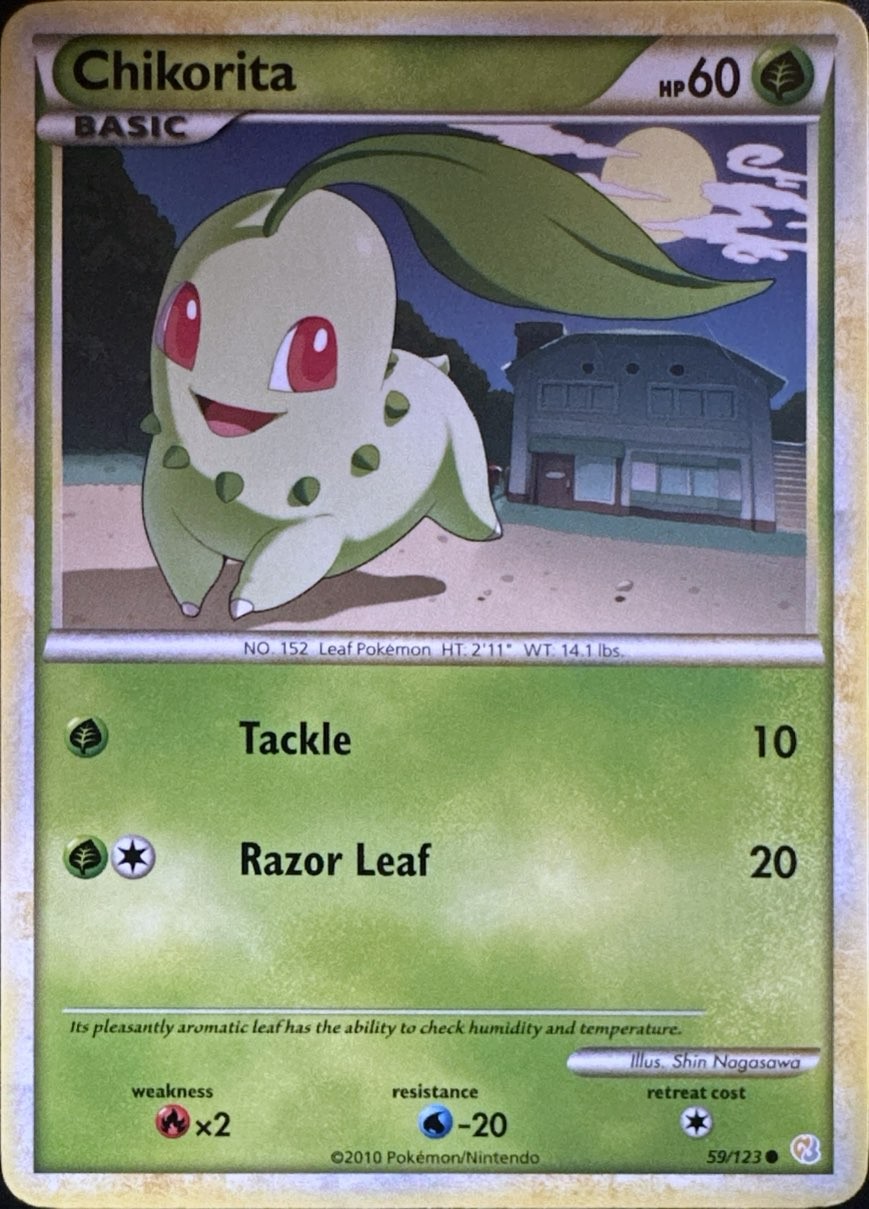 Chikorita 59/123 Common HeartGold & SoulSilver Pokemon Lightly Played