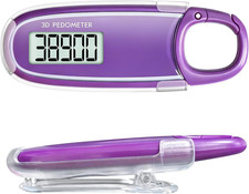 3D Pedometer for Walking with Removable Clip and Carabiner Simple Step Counter f