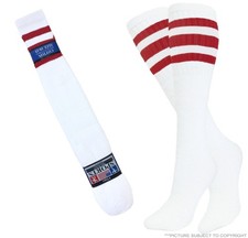1-4-8-12 COTTON STRIPED TUBE SOCKS Red Stripes LONG OLD SCHOOL SOCKS 10-15