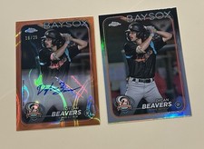 2024 Topps Chrome Pro Debut Dylan Beavers Auto Orange Lava /25 + Base Card