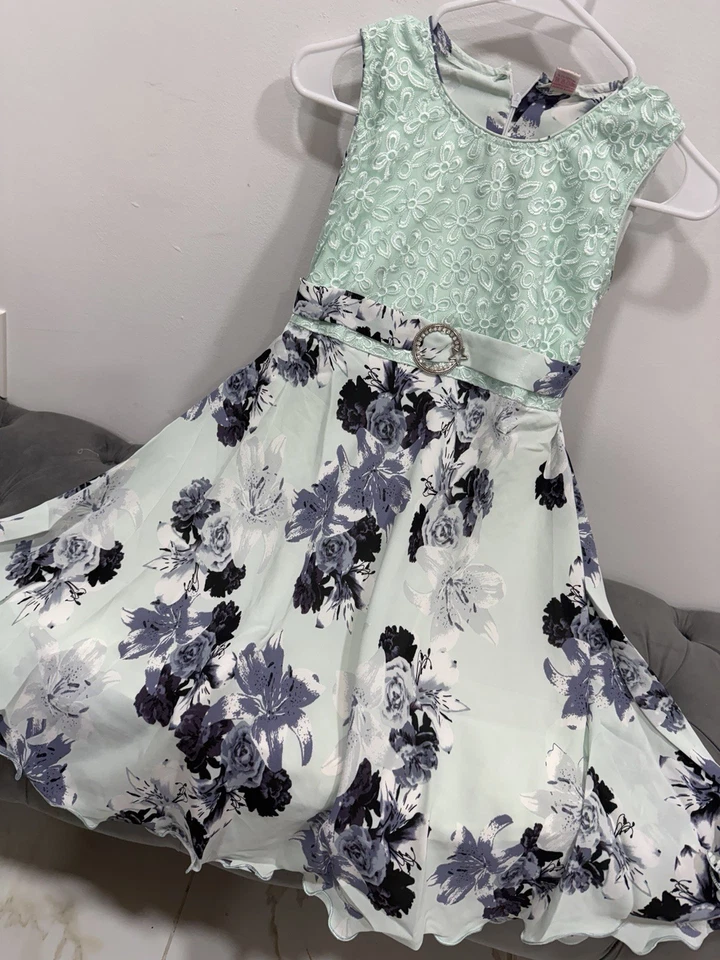 Baby Girls Indian Floral Print Frock Style Kurti Sleeveless Dress Party Wear - Image 2 of 4