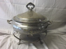 Antique F.B. Rogers Co Silver Plated Serving Dish with Pyrex Insert Dish