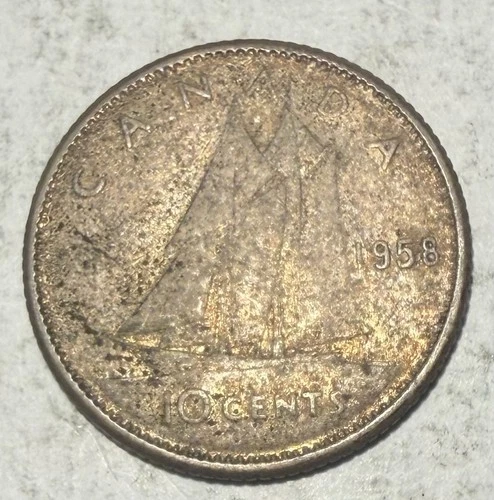 1958 10 Cents Canada Coin Ten Cents .800 Silver Canadian Coin Queen Elizabeth II