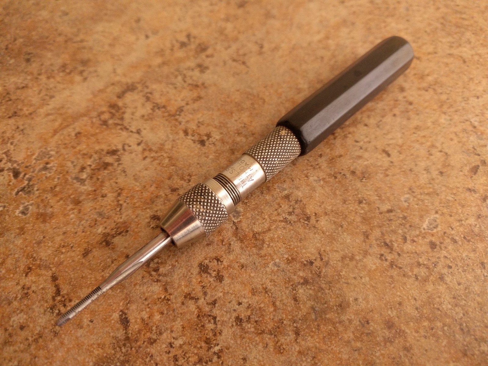 Vintage Starrett Pin Vise Black Handle No.C Octagon Hollow Handle