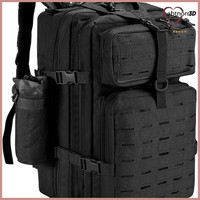 Trekkingrucksack 45L Schwarz, Taktischer Rucksack FüR Wandern Camping, Molle