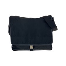 Prada Nylon Leather Tessuto Triangle Logo Messenger Bag Men Black One Size