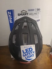 Zefal Smart Bike Helmet Adult 14+ Adjust Built-in LED Light 5074 Black NWT 