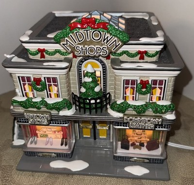 Vintage Dept 56 lighted Midtown Shops Original Snow Village 55334 w/box READ