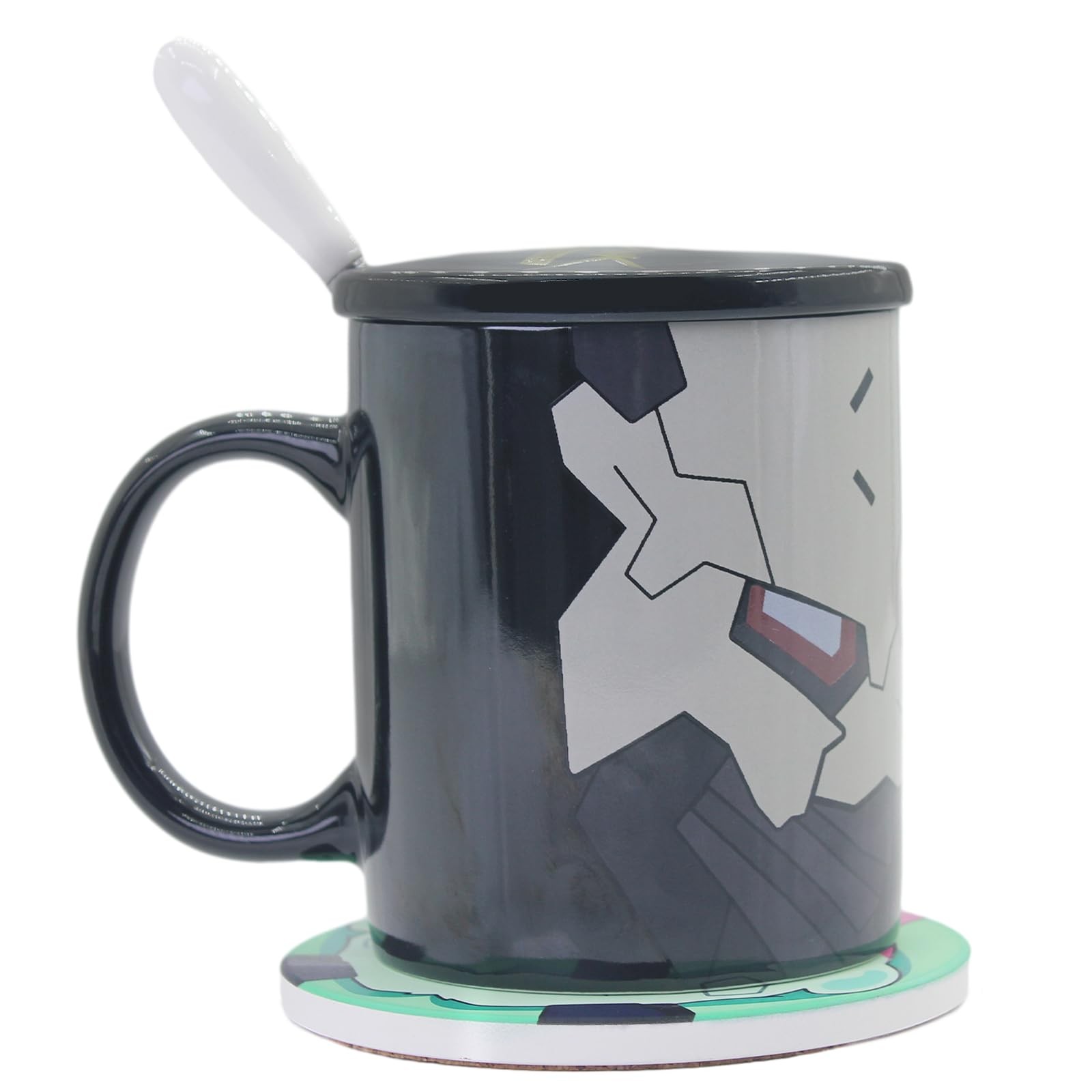 Edgerunners: tazas de anime de 16 oz taza Adam Smasher y posavasos Rebecca café negro.