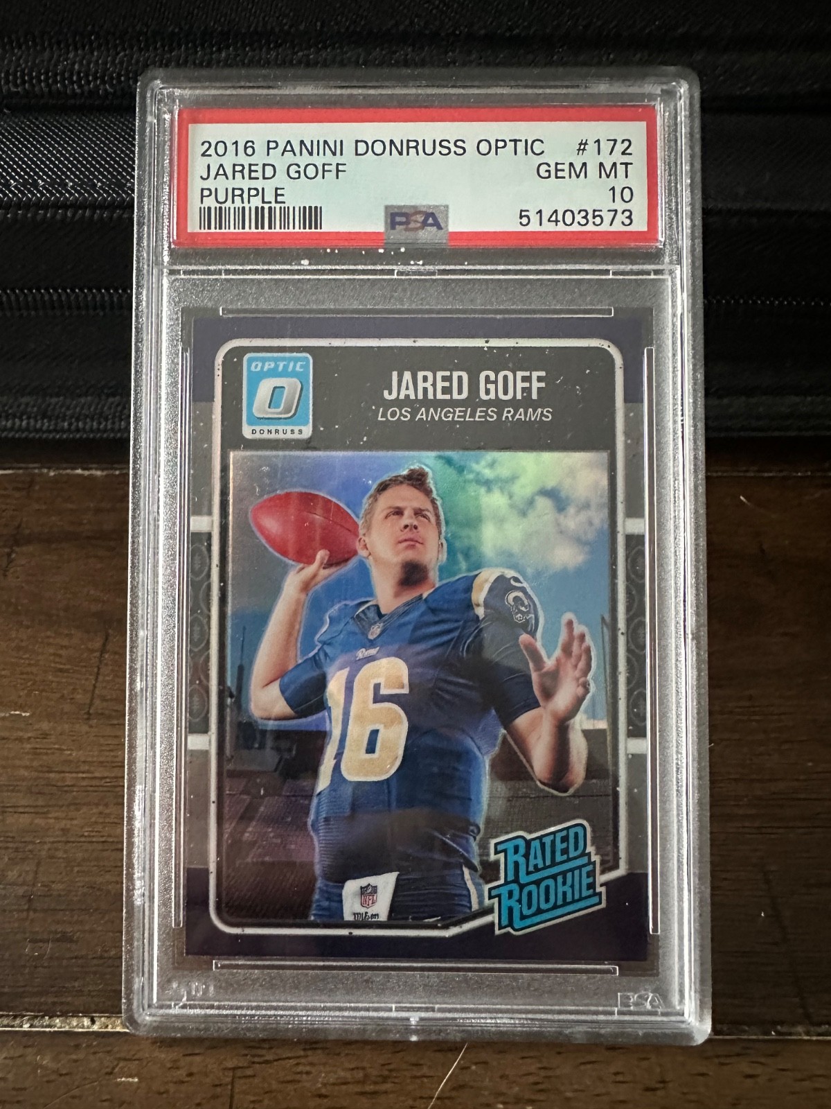 2016 Jared Goff ROOKIE Optic Purple variation graded PSA 10