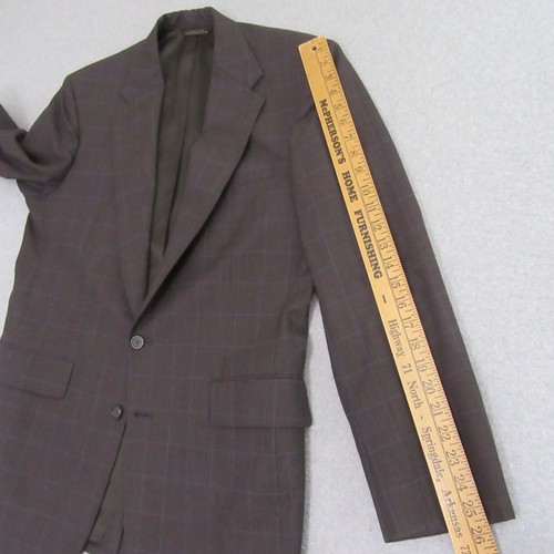 Tom James Mens Sport Coat 46R Brown Red Windowpane Check Executive - Picture 11 of 13