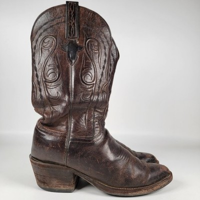 Lucchese San Antonio Vintage Dark Brown Leather Western Cowboy Boots Men's 6 E