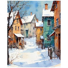 Winter Village Paint by Numbers Kit for Adults - DIY Snowy Houses and Street ...