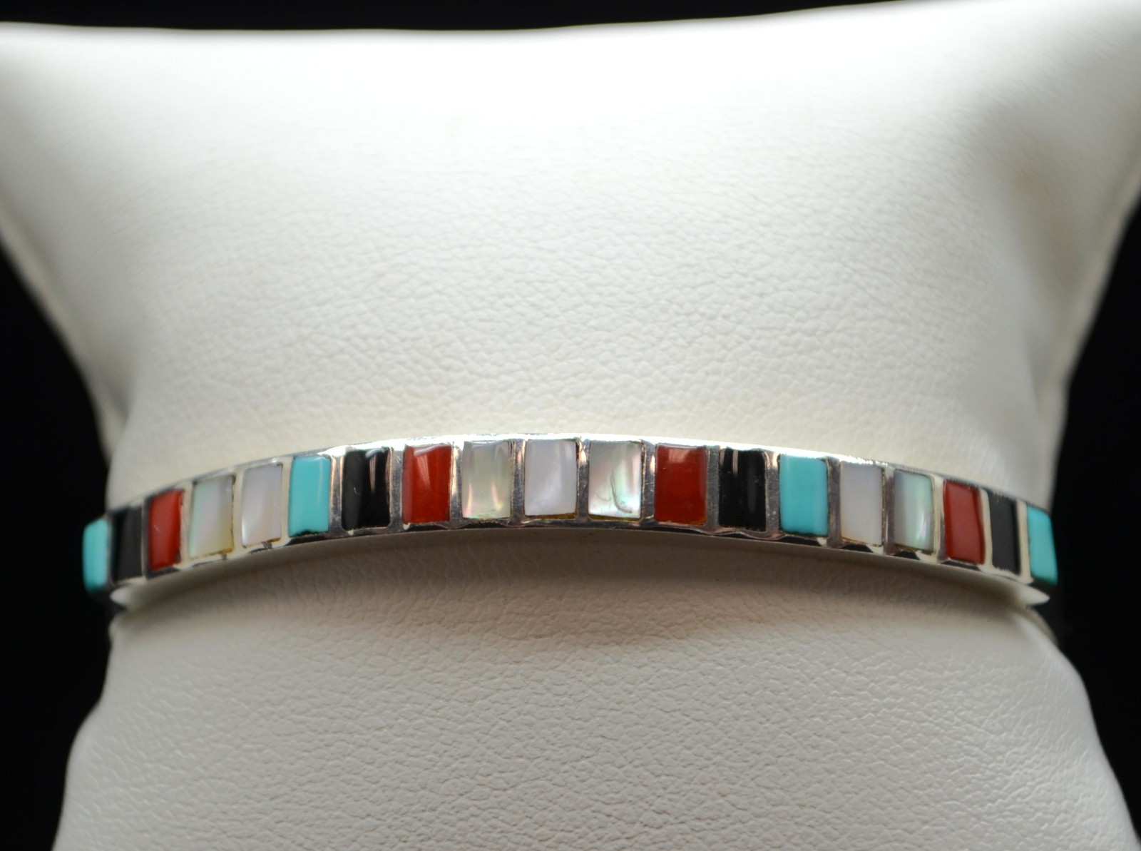 Sterling Silver Multi-Colored Stone Cuff Bracelet… - image 1