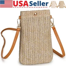 Womens Summer Straw Bag Beach Bag Woven Tote Bag Crossbody Rattan Shoulder Bags