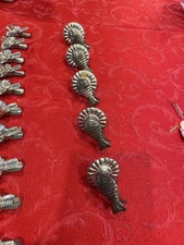 VTG Set of 34 German Christmas Tree Candle Holders Tin Clips Gold & Silver *Fish