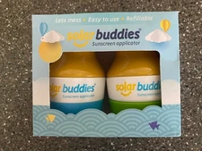 Set of 2 Solar Buddies Refillable Roll On Sunscreen Cream/Lotion Applicator 