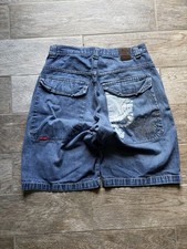 90  s/2000  s vintage y2k authentic skull embroidered jnco jean shorts jorts sz 33