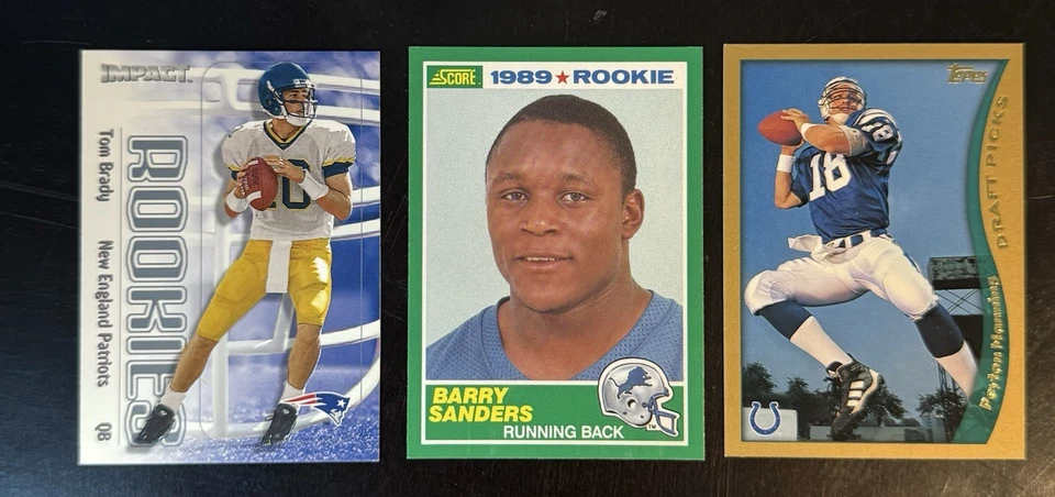 NFL HOF RC INVESTOR LOT 2000 TOM BRADY SKYBOX # 27, 1989 B. SANDERS SCORE #25 - Image 4 of 4