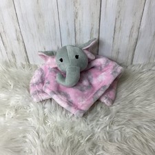 HB Hudson Baby Elephant Lovey Pink Gray Security Blanket Baby Soft