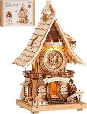 ROKR LC901 Cuckoo Clock, Natural Wood, Mechanical 3D Wooden Puzzle