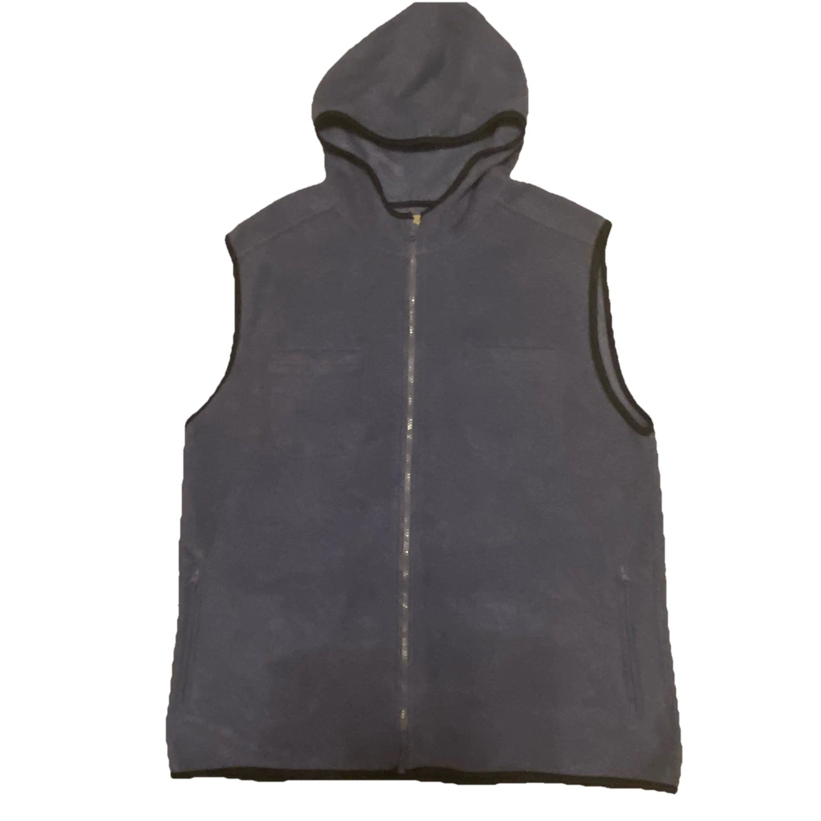 Vintage Naturalife Mens Vest XL Hood Full Zip Sleeveless Fleece Outdoor Hiking