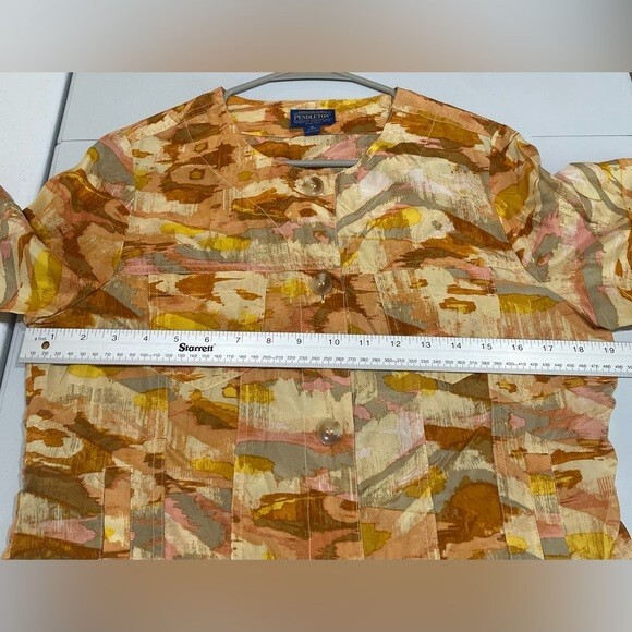 Pendleton Silk Watercolor Button Front Cropped Ja… - image 8
