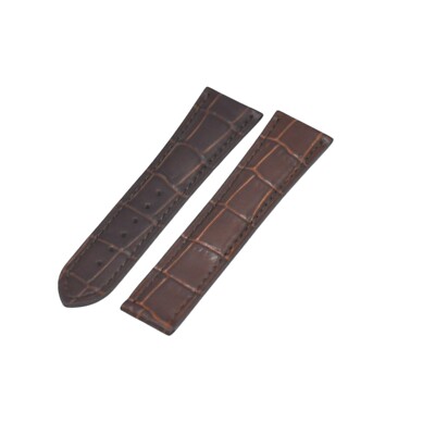 22x18mm Crocodile Grain Brown Leather Watch Strap For Omega