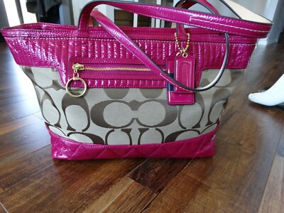 COACH Poppy Signature tote Quilted leather 18676 | eBay
