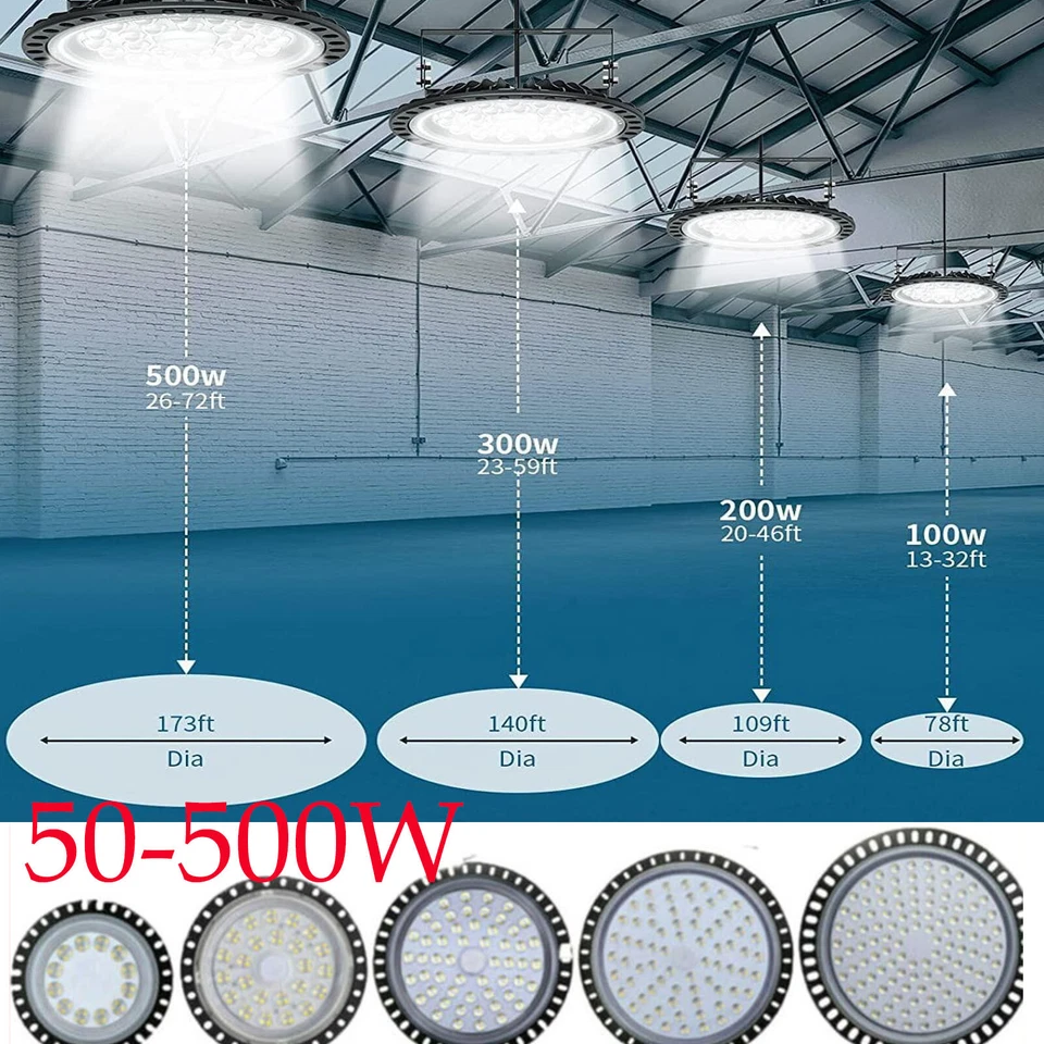 UFO LED Hallenbeleuchtung 50-500W Hallenleuchte High bay Hallenstrahler Lampe - Bild 2 von 4
