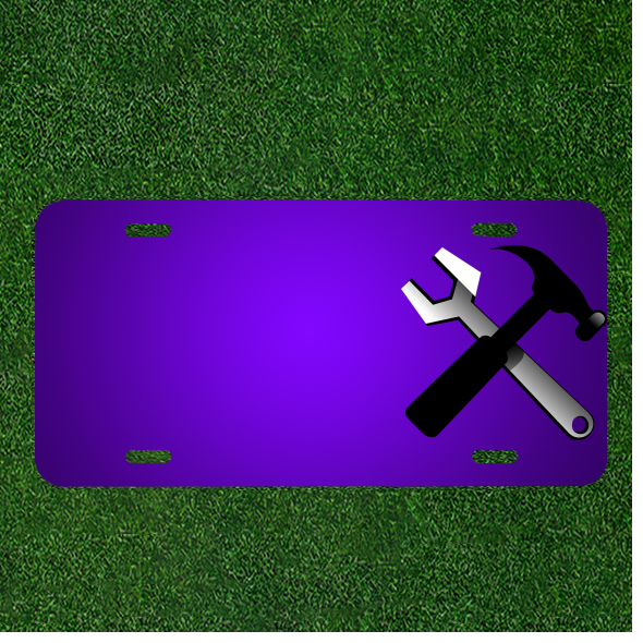 Custom Personalized License Plate Featuring Names on Hammer & Wrench Tools