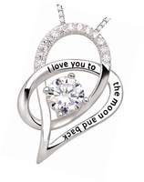 Alov Jewelry Sterling Silver i Love You To The Moon And Back Love Heart Pendan Alov Jewelry Sterling Silver i Love You To The Moon And Back Love Heart Pendan