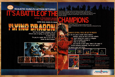 Flying Dragon Culture Brain Kung fu - 2 Page Video Game Print Ad Poster Art 1990