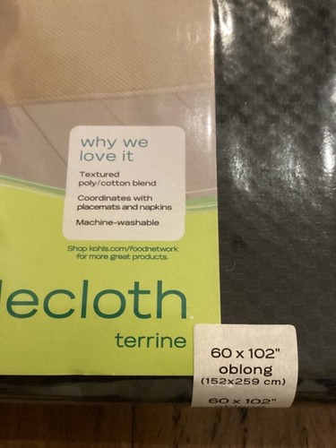 NEW Food Network 60 x 102” oblong tablecloth terrine Black - Picture 2 of 4