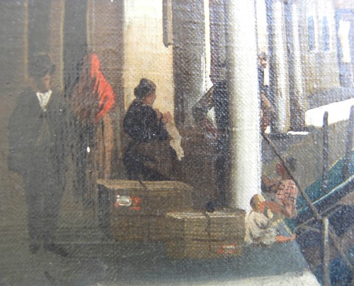 Emilio PAPINI (Firenze 1870-1950) Rio con gondole a Venezia OLIO cm 31x41 - Foto 5 di 19